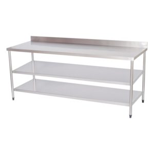 Mesa em Inox com Prateleiras Inferiores
